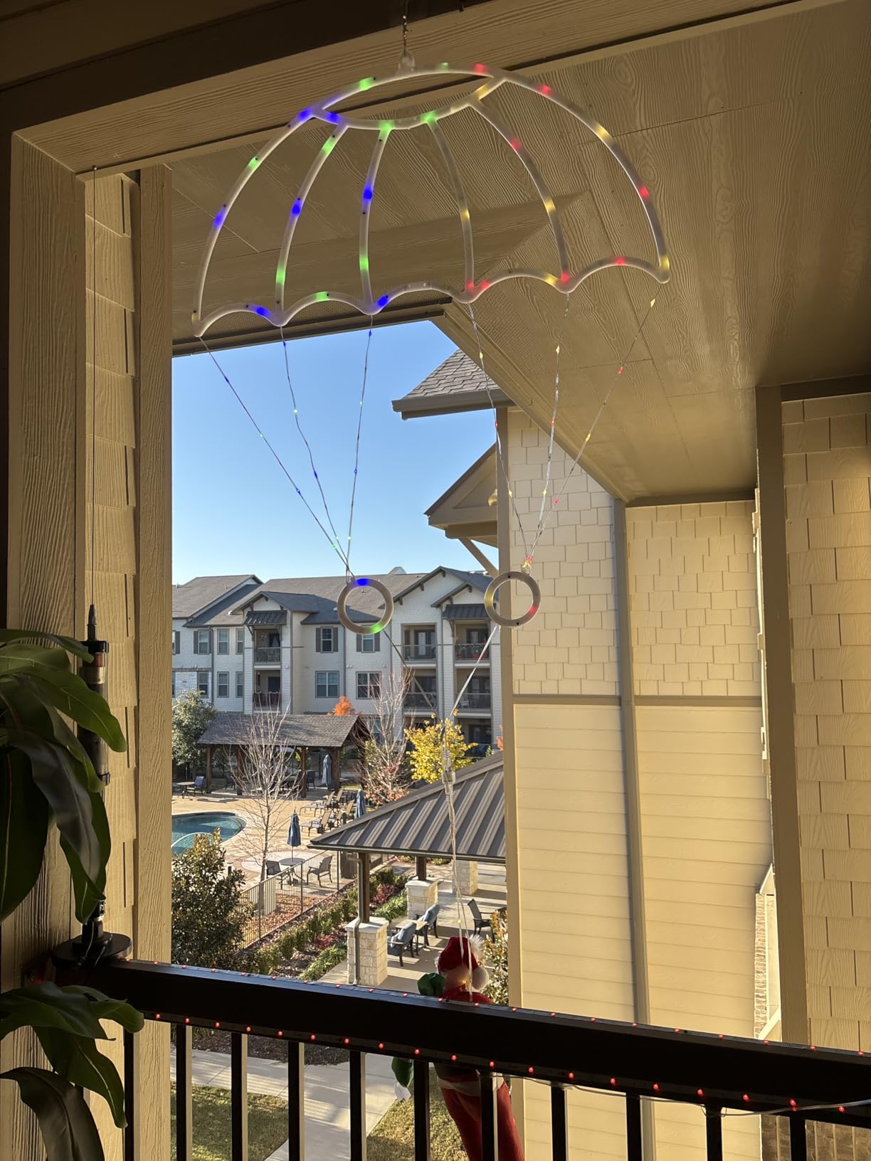 Toodour Christmas Decorations Lights Outdoor, 2.8FT Christmas Parachute Lights with Santa Claus, Waterproof 8 Modes Hanging Multicolor Xmas Light - Holiday Decorative Light for Indoor Eave Roof customer photo 2