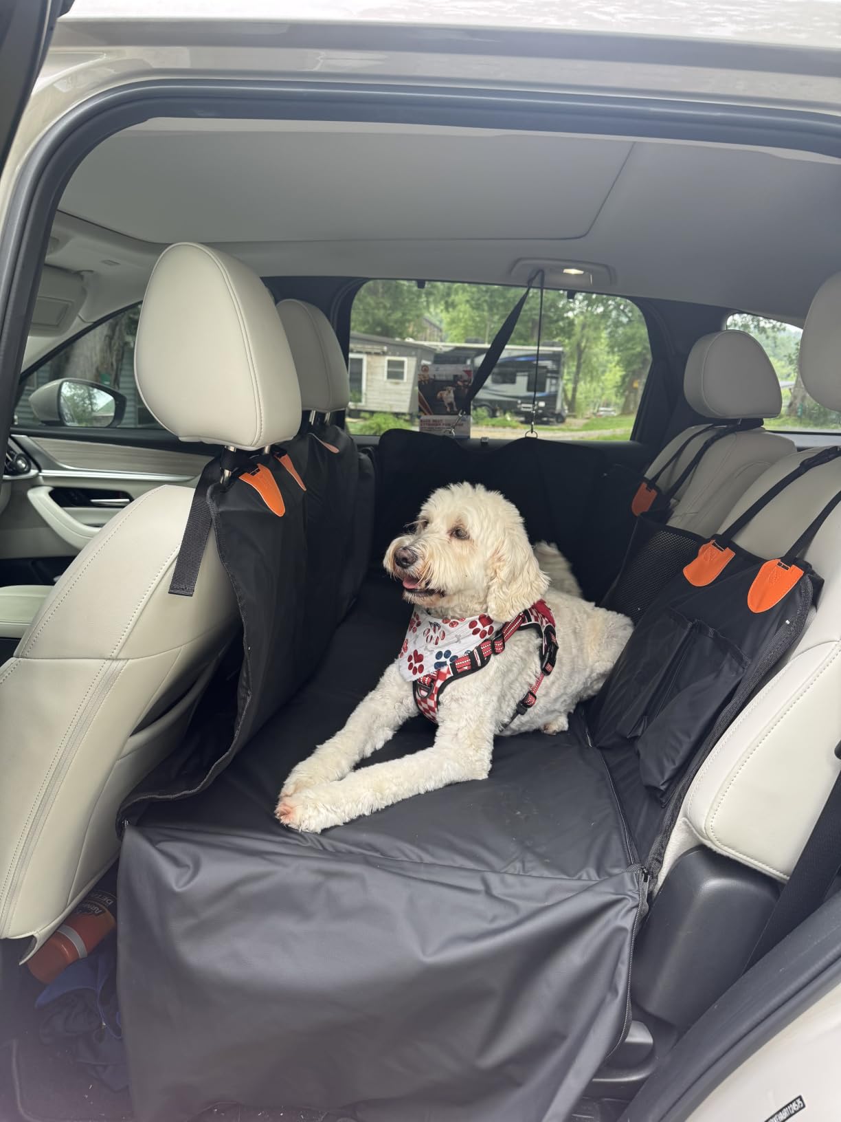 Hard Bottom Dog Car Seat Cover for Back Seat, PU Leather Dog Seat Extender | 100% Waterproof, Anti Scratch, Safer, Easy to Use and Clean, Holds 400lbs, Dog Hammock for Cars, SUVs, Trucks customer photo 1