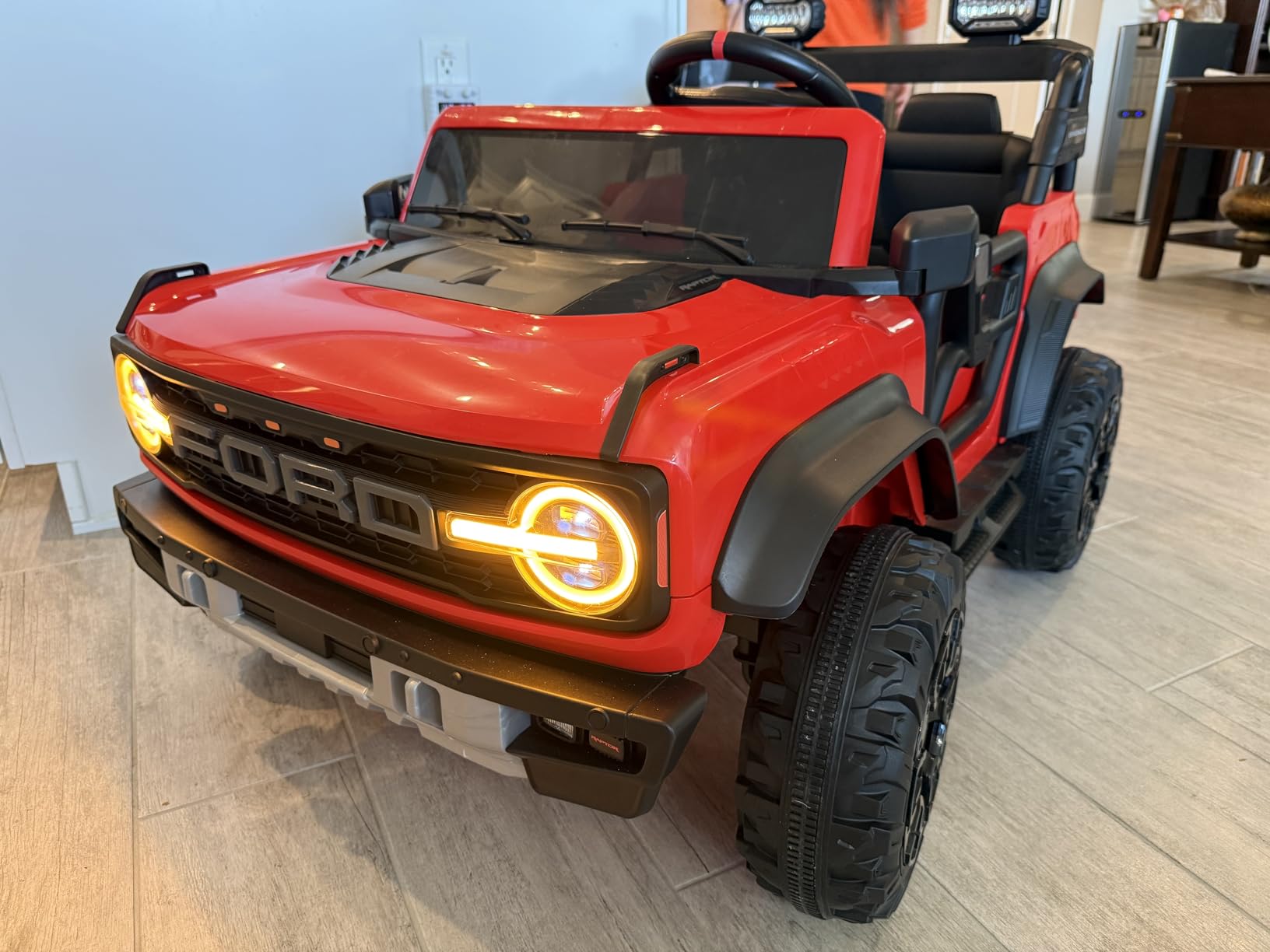 First Ride On Licensed Ford Bronco Raptor 24V 2 Seater Kids Ride on Toys, Battery Powered Electric Ride on Car, Remote Control Electric Car w/Led Lights, Music, High Low Speed (24V, White) customer photo 2