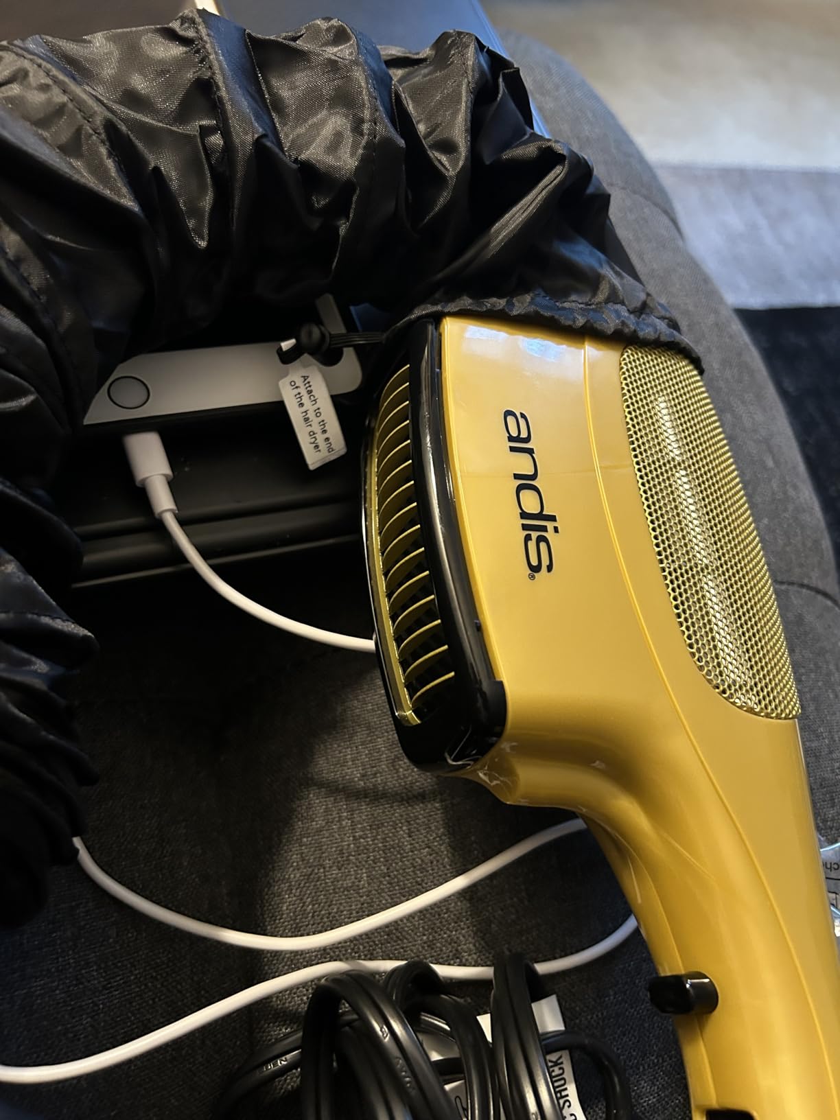 Hooded Hair Dryer Bonnet, Upgraded Dual-Tubes Even Heat Blow, Hands Free Drying for Thick or Curly Hair, Deep Conditioning at Home, Portable & Universal Diffuser Attachment Cap (Size L) customer photo 2