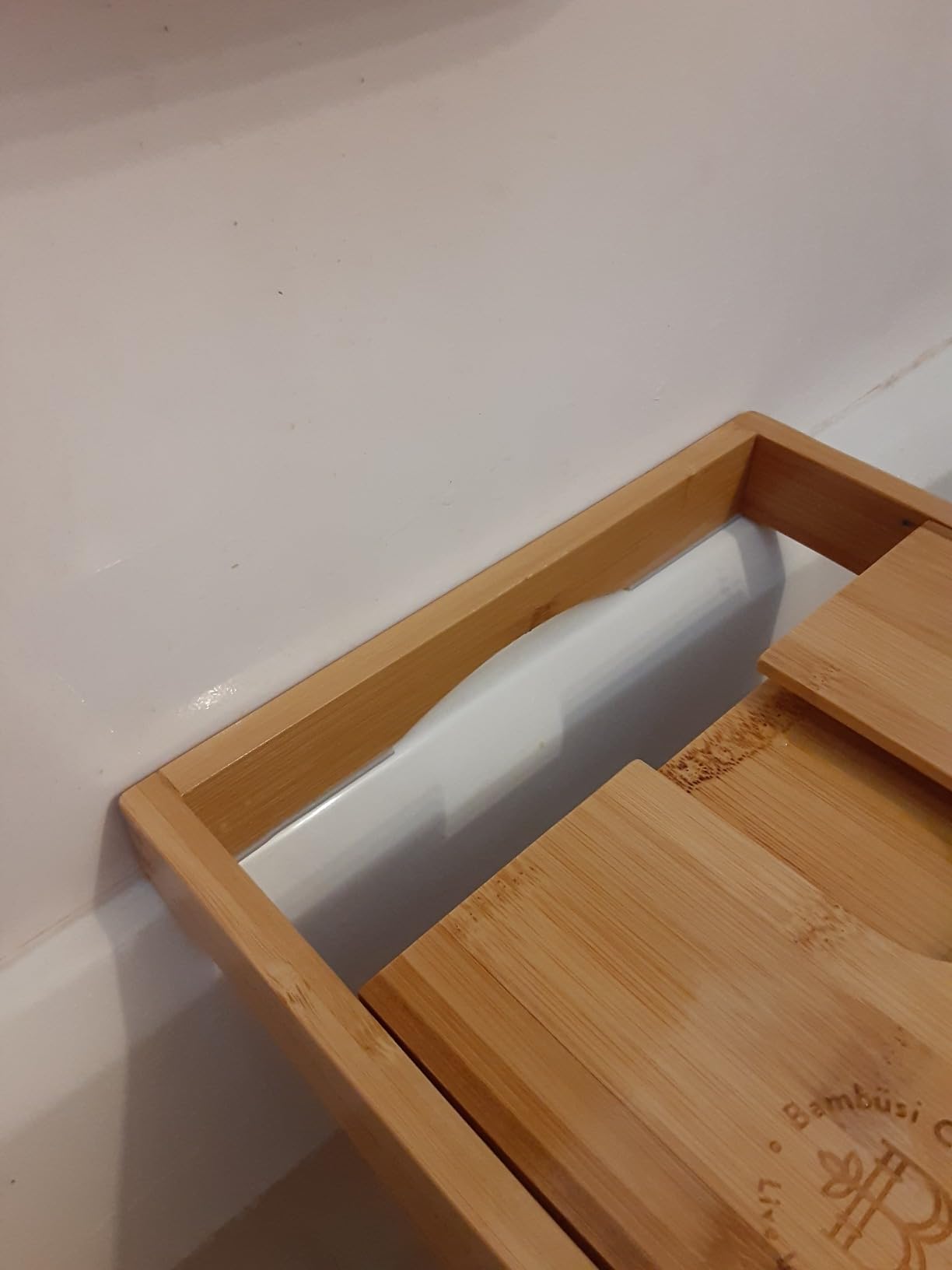Bambüsi Bathtub Tray for Tub - Brown Bamboo Bath Tray, Expandable Wooden Bath Caddy Tray with Wine Holder, Book and Tablet Stand, Bathroom Accessories, Tub Table, Spa Bath Gifts for Women and Couples customer photo 2