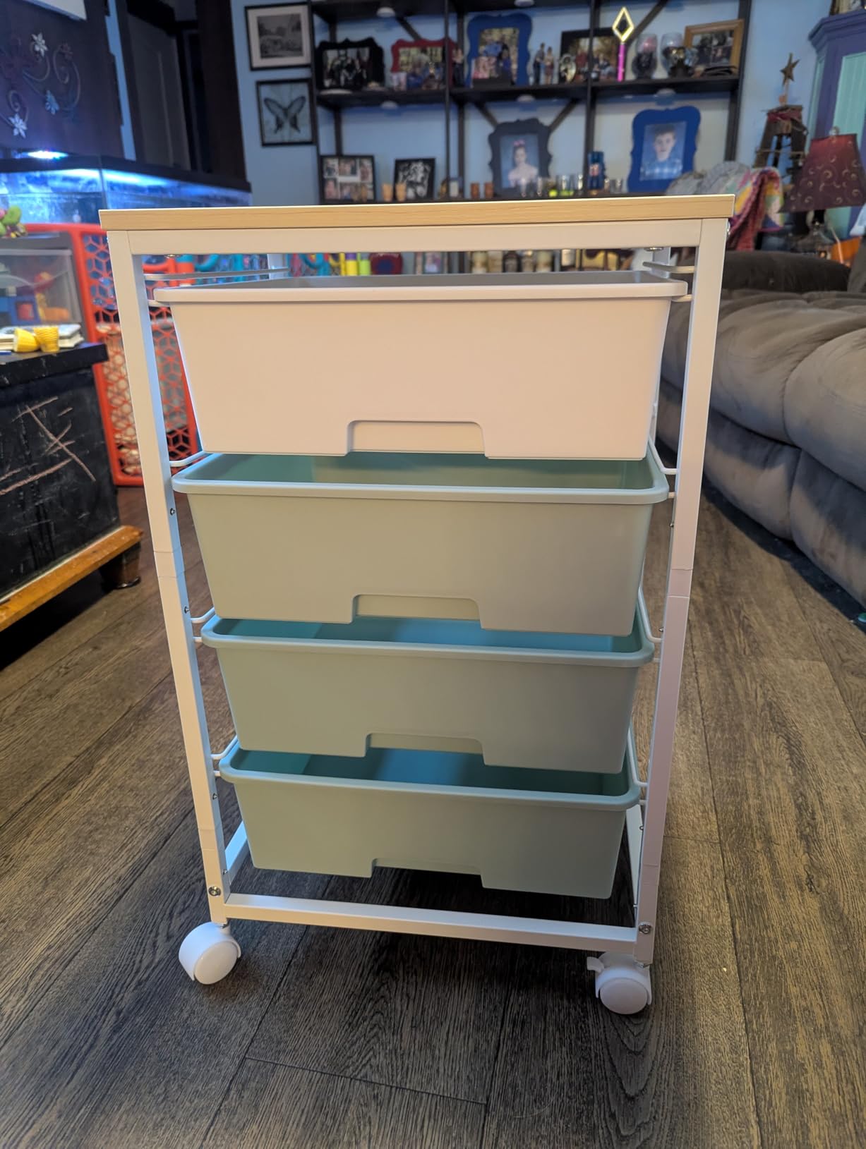 SYKIARIOL Rolling Cart with Drawers, 4-Drawer Utility Cart, Bright White | Rolling Storage Cart with Drawers and 2 Lockable Wheels, 4-Tier Craft Organizers for Home Office Dorm customer photo 2