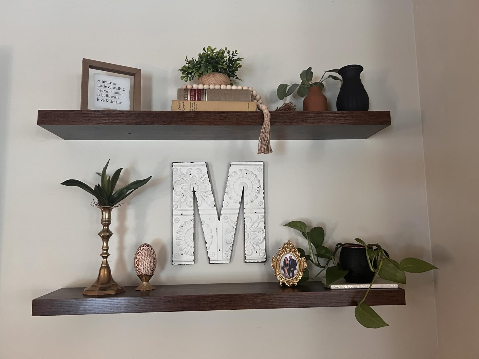 Fun Memories 55 Inch Fireplace Mantel - Long Floating Shelf, Wall Mounted Farmhouse Display with Invisible Heavy Duty Metal Bracket, Oak customer photo 1
