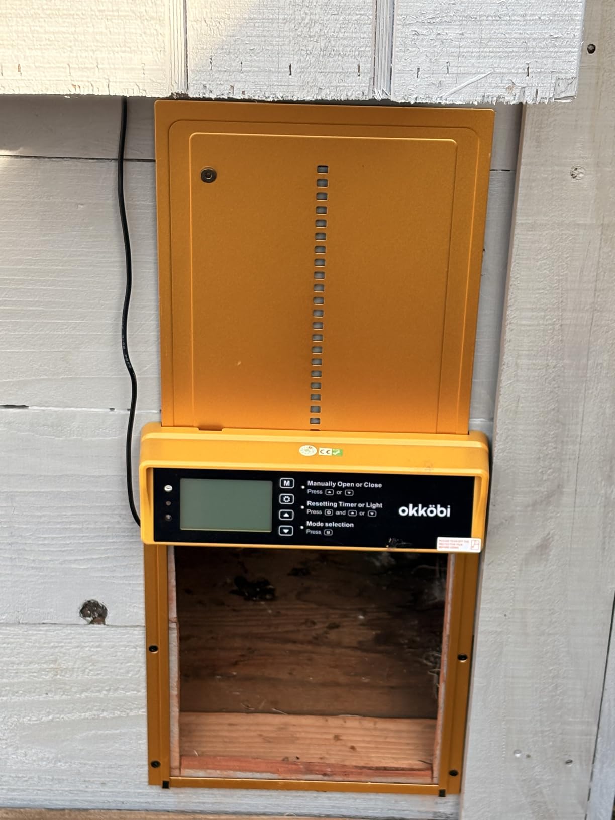 Okkobi Automatic Chicken Coop Door Solar Powered - LCD Display - Chicken Coop Door with Remote Control, Light Sensor & Timer - Security & Peace of Mind: Anti-Pinch Function - 5-Year Protection - Grey customer photo 1
