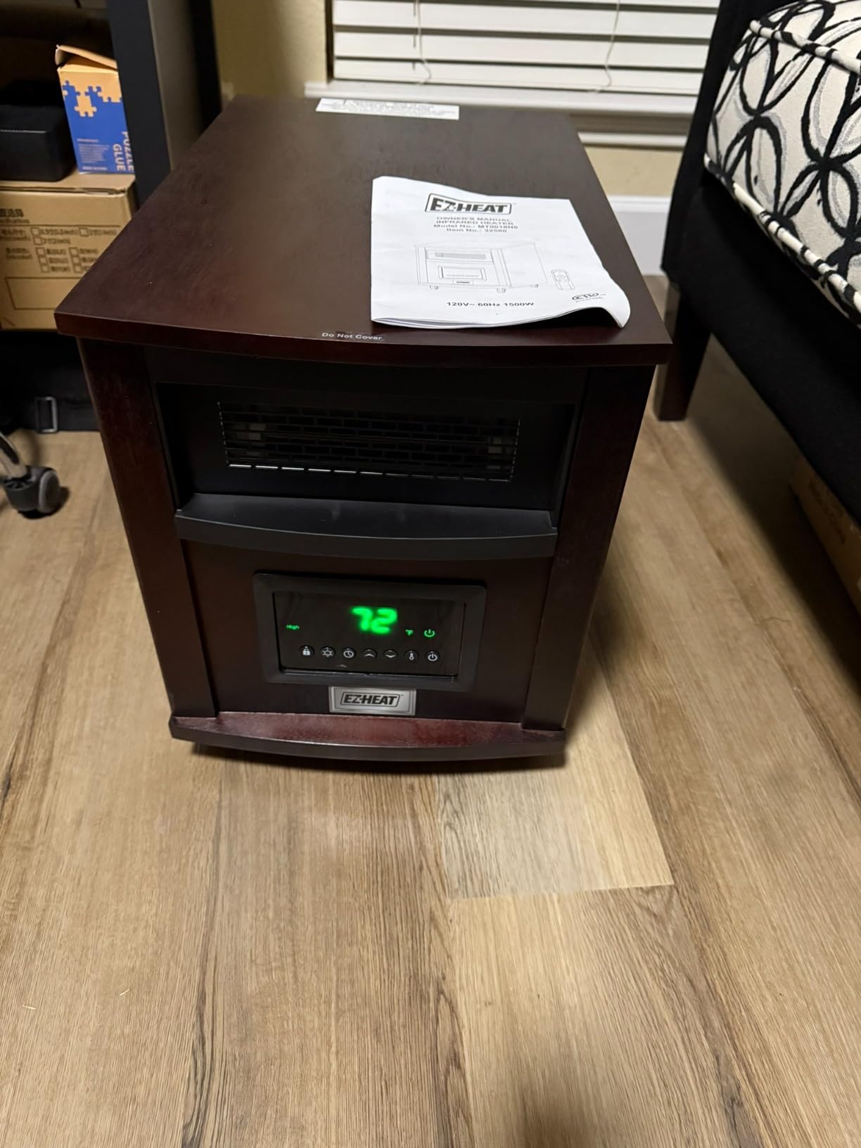 EZ-HEAT 1,500-Watt 18 inch Cabinet Space Heater with Remote Control, USB Charging Ports, Timer Function, Tip Over Switch & Overheat Protection customer photo 1