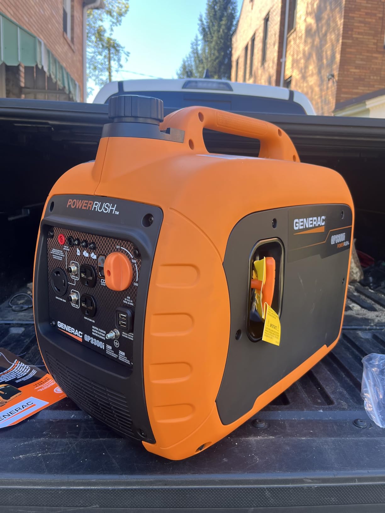 Generac 3,300 Watt Gas Powered Portable Inverter Generator, USB Charging | 2,500 Running Watts, Clean Stable Power, Lightweight, RV Ready, Home Backup, Camping, 49 State Compliant (GP3300i class) customer photo 2