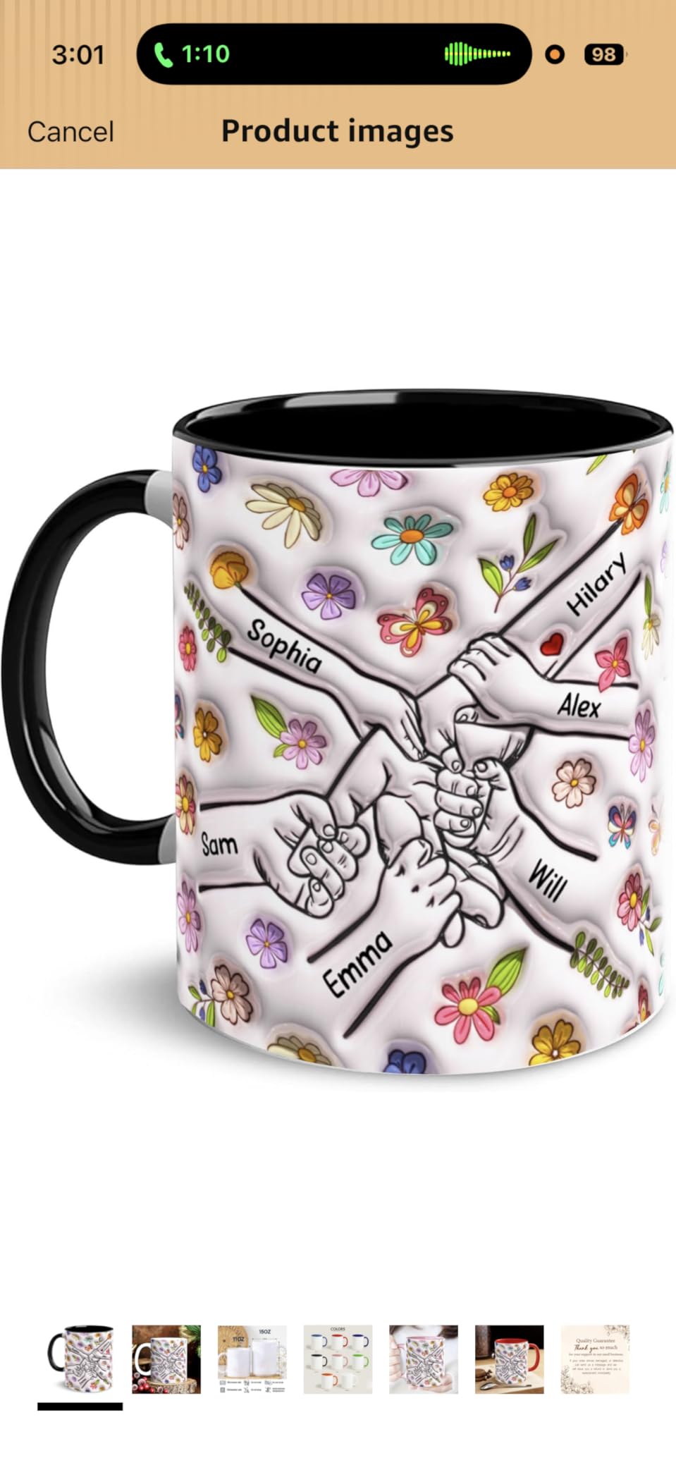LOVELYPOD Custom Mom Mug with Kids Names, You Hold Our Hands Also Our Heart Mug, Mama Coffee Cup, Mothers Day Mugs, Personalized Coffee Mugs, Mothers Day Gifts for Mom customer photo 2
