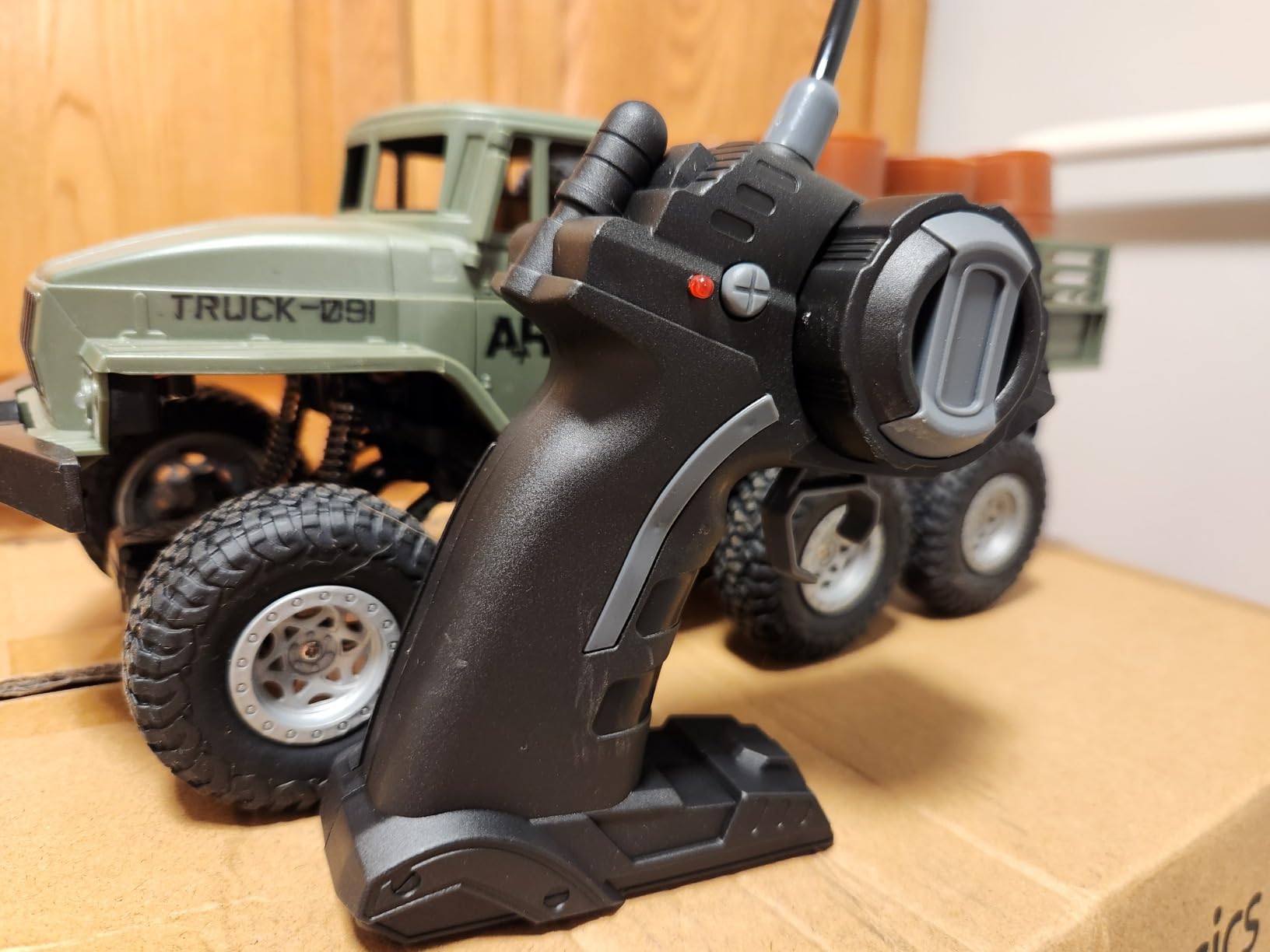 JPJCOOY RC Military Truck 6x6 Road Remote Control Car 1/16 Scale Remote Control Truck 4WD All Terrain Rock Army Transport Vehicle Toy Vehicle for Kids Children Boy Gift customer photo 1