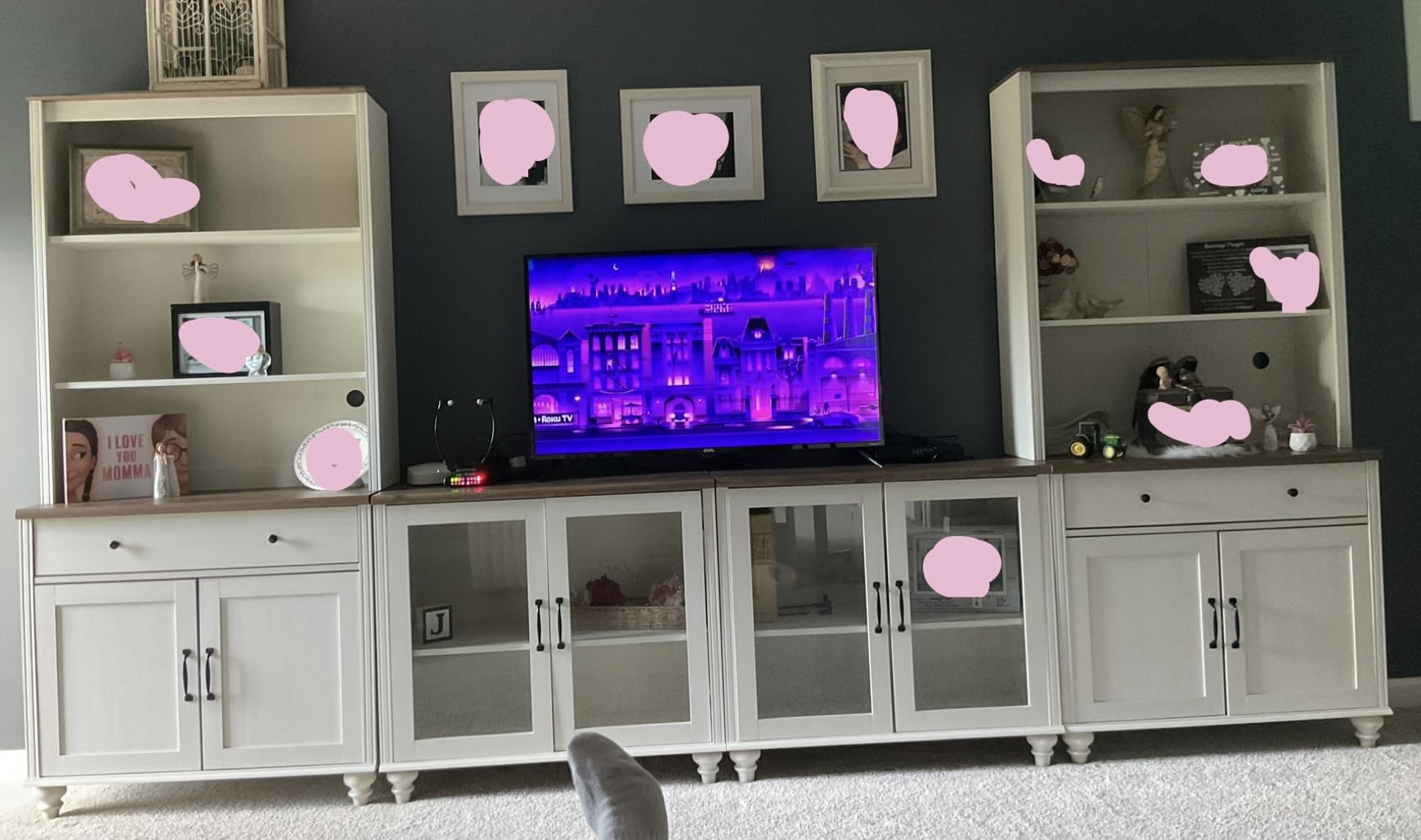 WAMPAT Entertainment Center with Bookshelves for TVs up to 75
