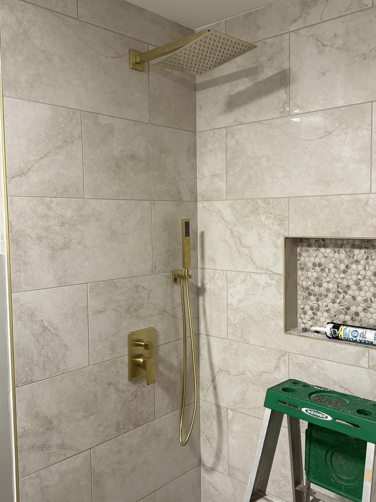 Kurpot Shower System, 10'' Brushed Nickel Shower Head with Handheld Spray | High Pressure Bathroom Shower Faucet Set with Valve, 59'' Shower Hose, Shower Trim Kit and 2-IN-1 Diverter, All Metal customer photo 1