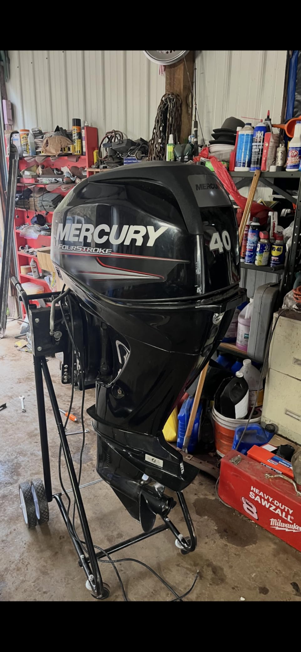 Heavy-Duty Outboard Motor Stand - 315 lbs Capacity Engine Stand with 4 Rubber Casters, Multi-Functional Cart for Motor Repair, Maintenance, Transport, and Storage (Black) customer photo 1