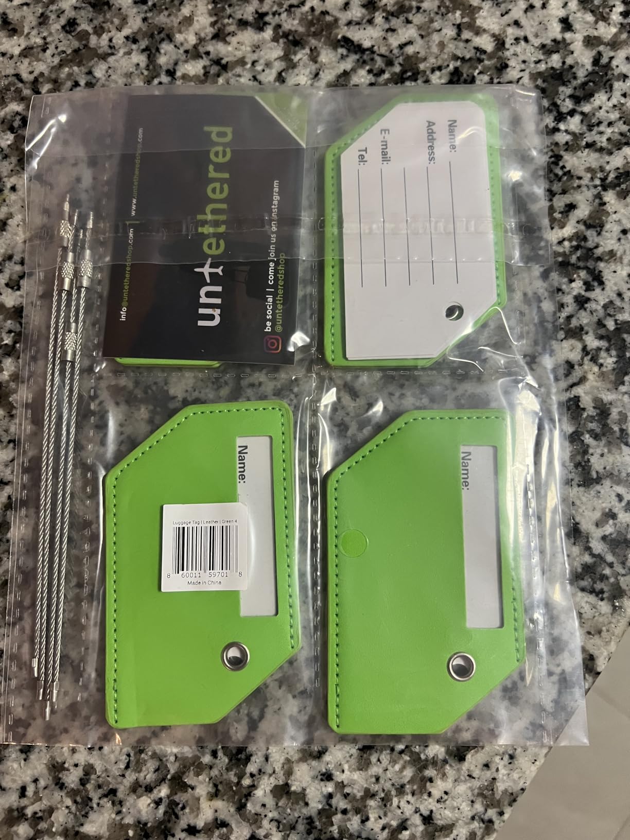 Untethered Leather Luggage Tags for Suitcases, 4-Pack, Bag ID Tags, Green customer photo 2