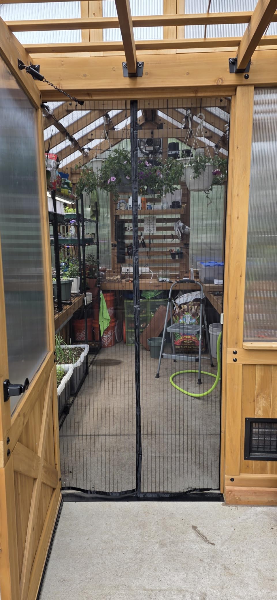 Backyard Discovery Bellerose 9' x 6' Cedar Wood and Polycarbonate Walk-in Greenhouse Kit with Pergola, Exhaust Fan, Windows, Hose Hook-Ups, PowerPort, Staging Shelves for Year-Round Outdoor Gardening customer photo 2
