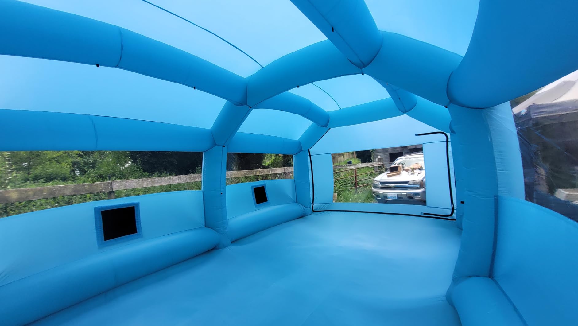 Inflatable Paint Booth for Car 20x13x9FT Portable Spray Booth Tent with 750W + 370W Dual Blowers Air Filter System for DIY Spray Car Truck Motorcycle Garage Furniture Part Painting customer photo 2