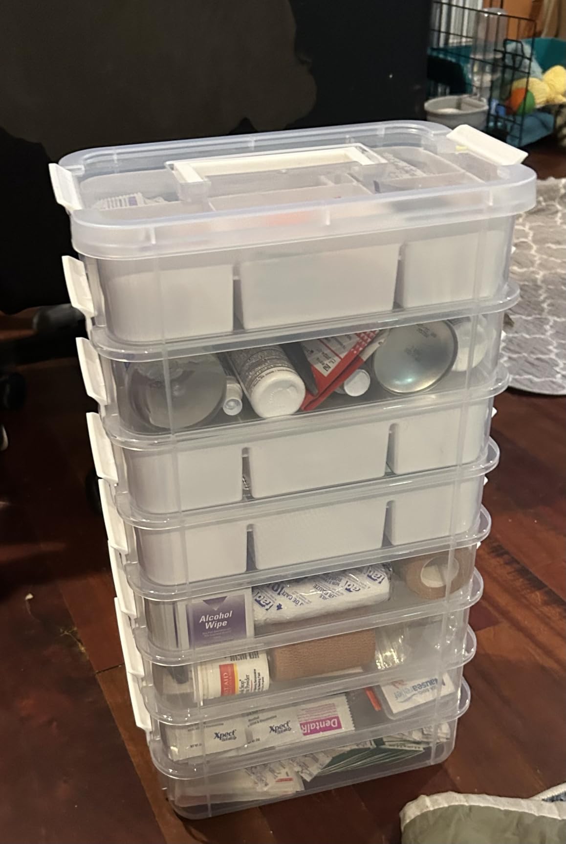 CraftGenes Art Supply Storage Organizer, 4-Tier 10 Qt Box, 2 Trays, Blue | Clear Compartments; Dual Removable Inserts; Carry Handle; Side Latches; Markers, Crayons, Brushes, Beads, Drawing Tools customer photo 2