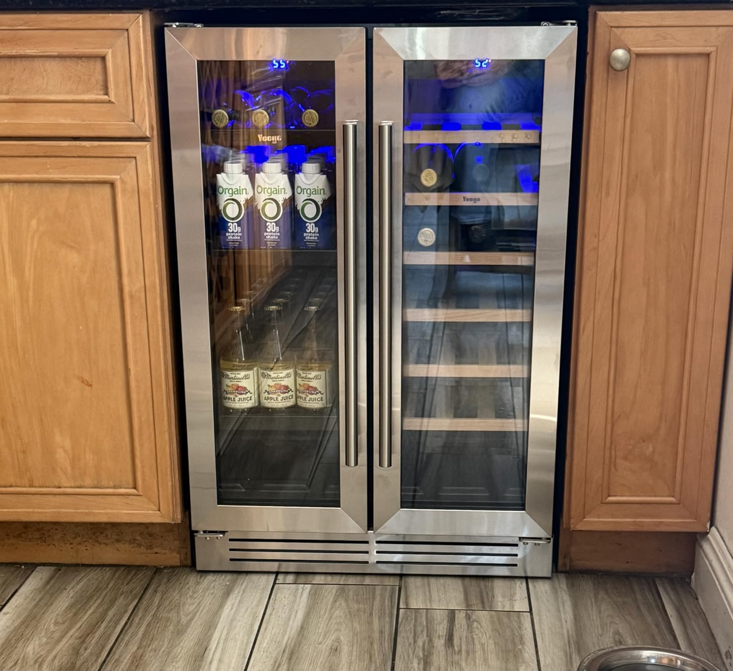 Yeego 15 Inch Wine Fridge, 28 Bottle Dual Zone Wine Cooler with Glass Door, Built-In or Freestanding, Under Counter Wine Refrigerator with 40-65°F, For Home Bar, Kitchen customer photo 2