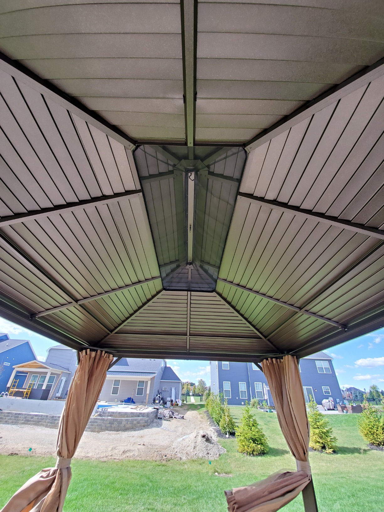 EROMMY 12' x 18' Hardtop Gazebo, Aluminum Frame Gazebos with Galvanized Steel Double Roof, Permanent Outdoor Metal Pavilion with Curtain and Netting for Patio, Lawn, Deck customer photo 1