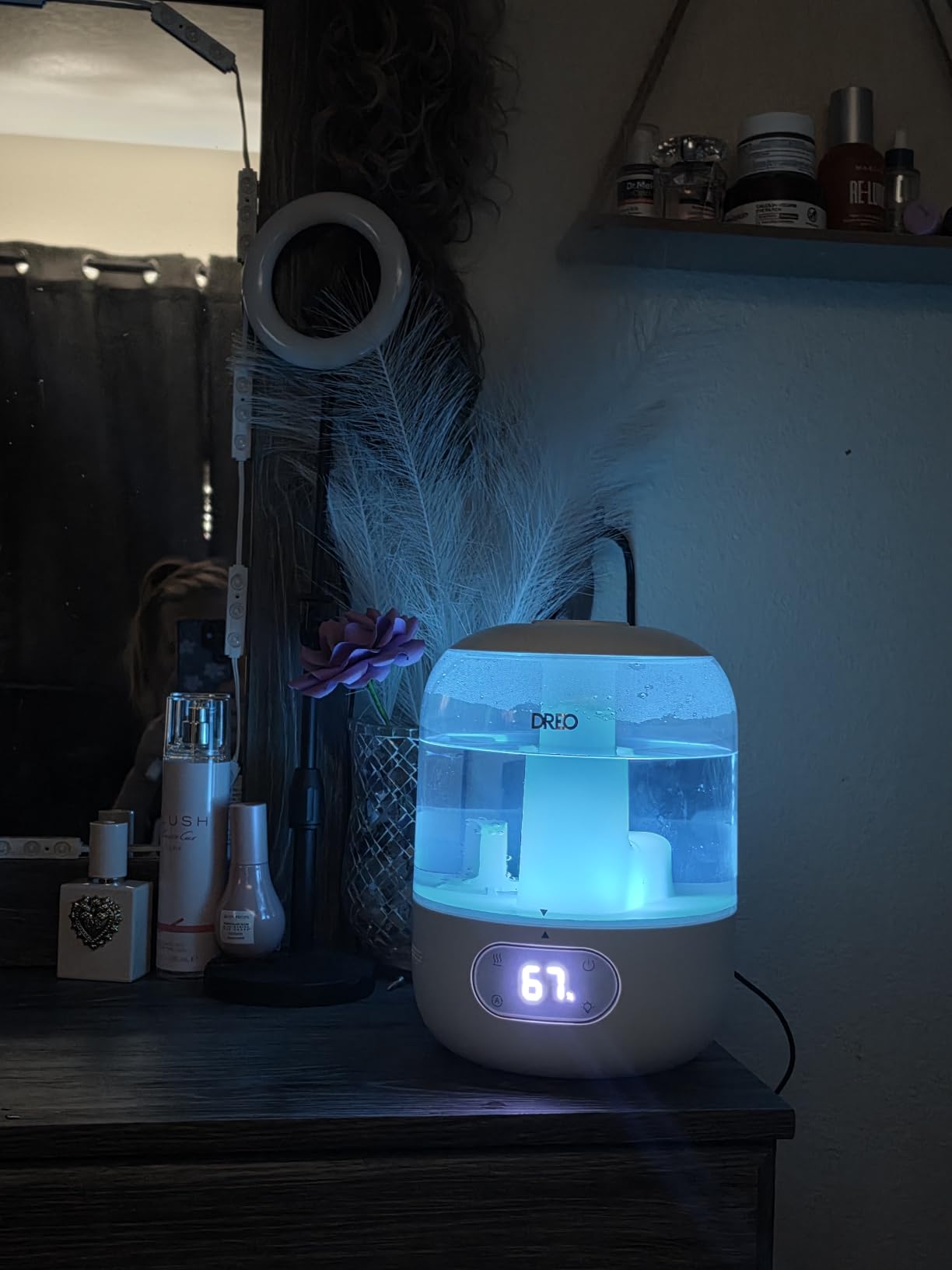 DREO 3L Smart Humidifiers for Bedroom, 30H Runtime, 26 dB Quiet, Top Fill | Easy to Clean, Precise Humidity Control, Night light, Cool Mist Humidifier for Large Room, Baby, Work With APP/Voice/Alexa customer photo 1