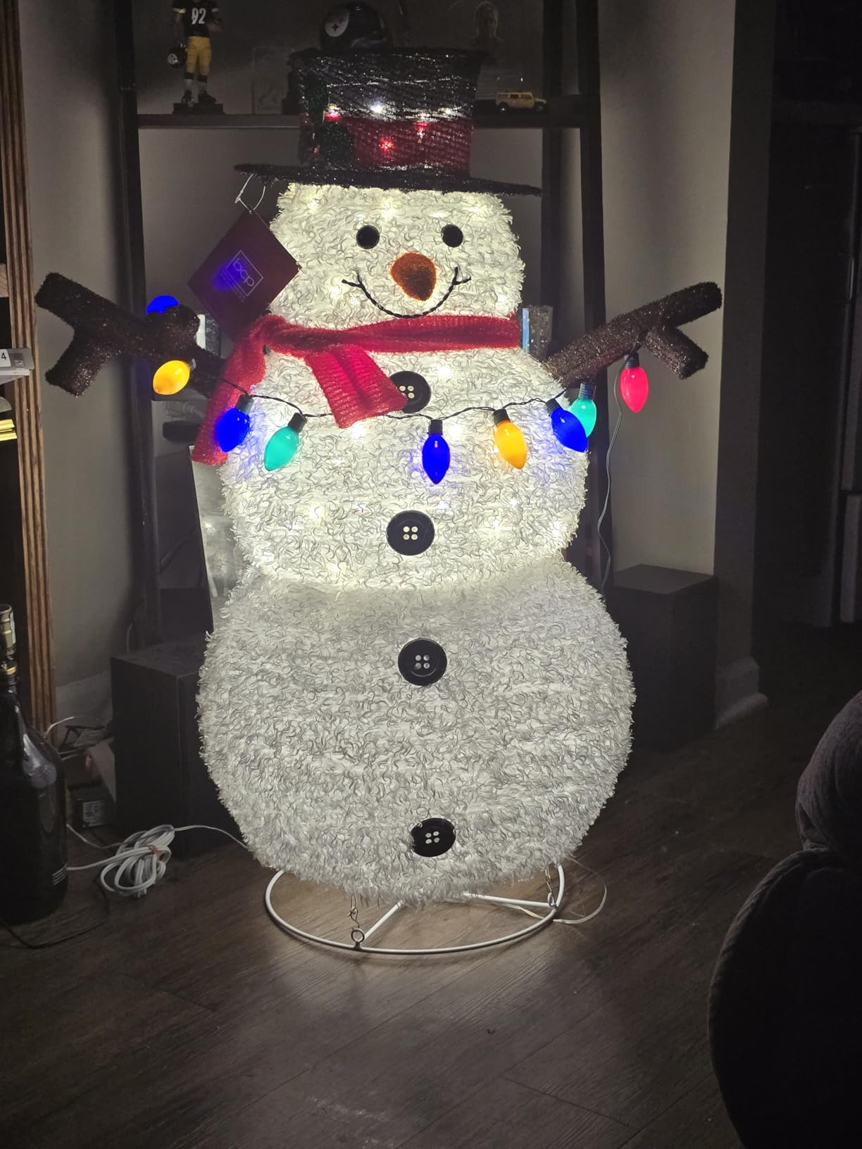 Best Choice Products 8ft Lighted Pop-Up Snowman, Large White Outdoor Christmas Holiday Decoration w/ 350 LED Lights, Hat, Scarf, Multicolored Lights customer photo 2