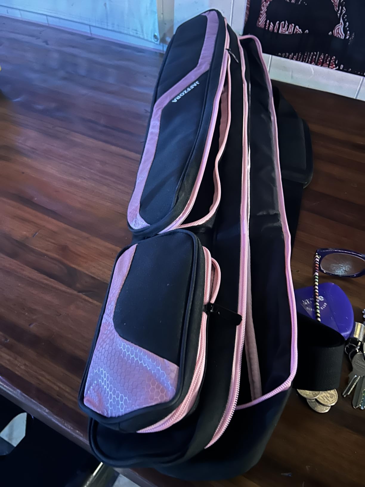 Pool Cue Case, Pool Stick Carrying Case Holds Butts and Shafts, Billiard Cue Bag with Shoulder Straps customer photo 2