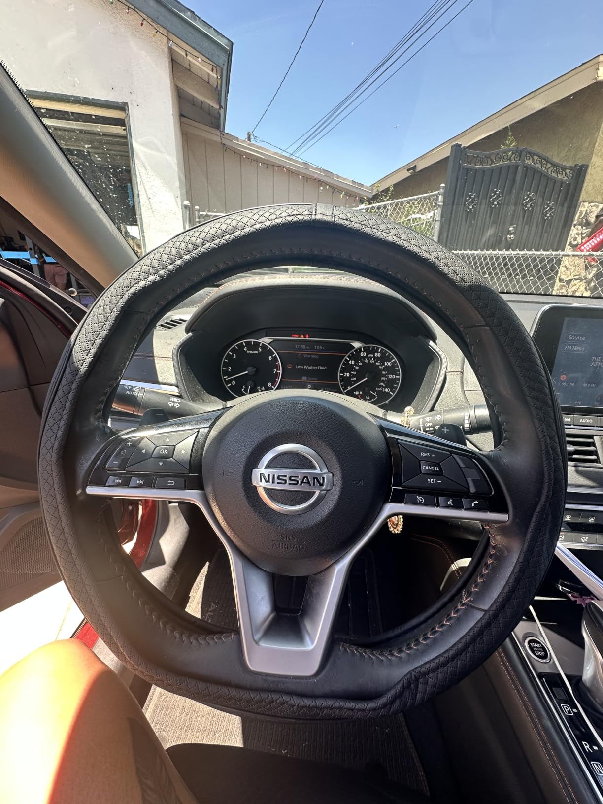 Ouzorp Car Steering Wheel Cover, Microfiber Leather Steering Wheel Covers with Anti-Slip Lining, Universal 14.5-15 inchs Black customer photo 1