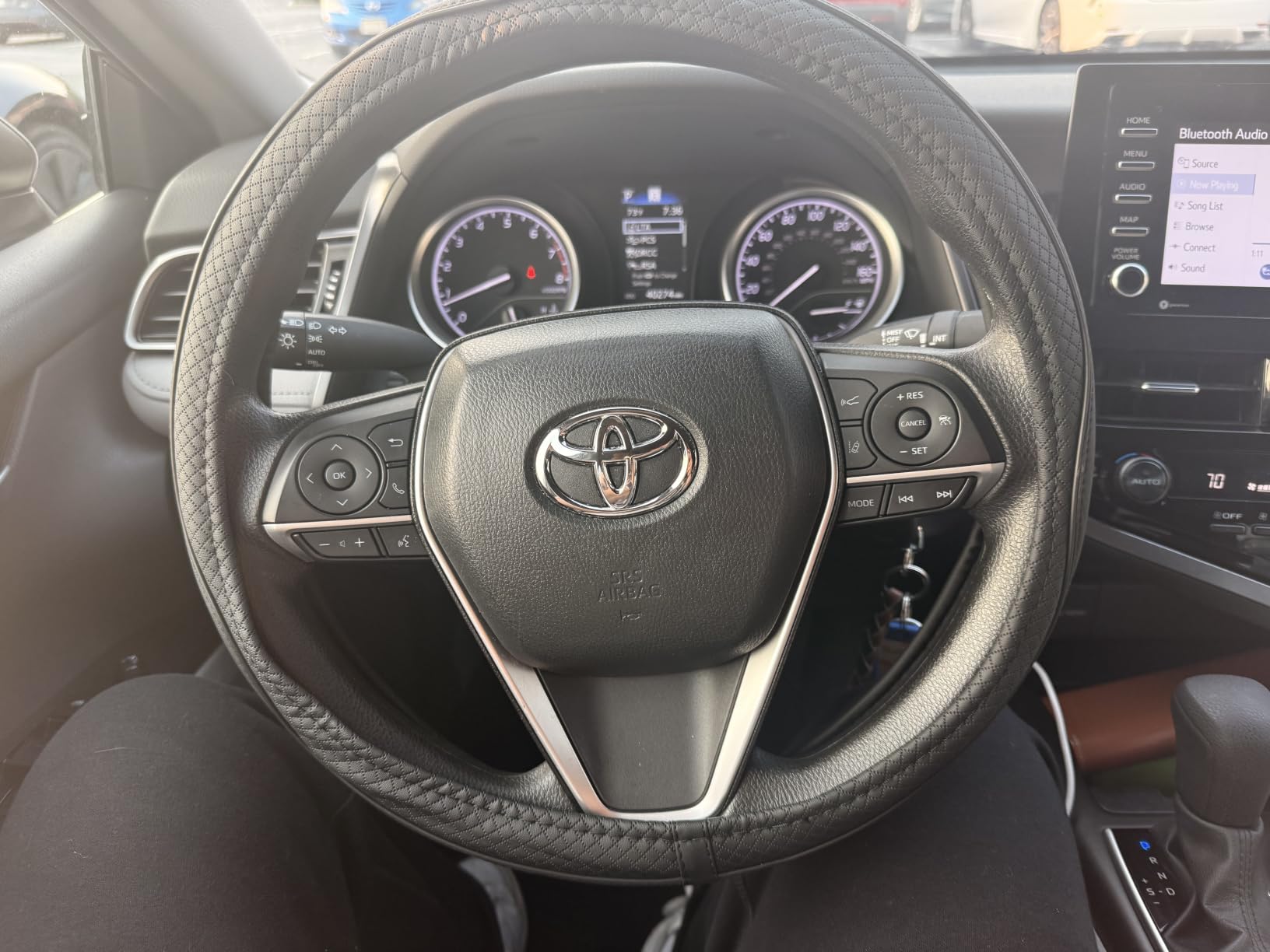 Ouzorp Car Steering Wheel Cover, Microfiber Leather Steering Wheel Covers with Anti-Slip Lining, Universal 14.5-15 inchs Black customer photo 2