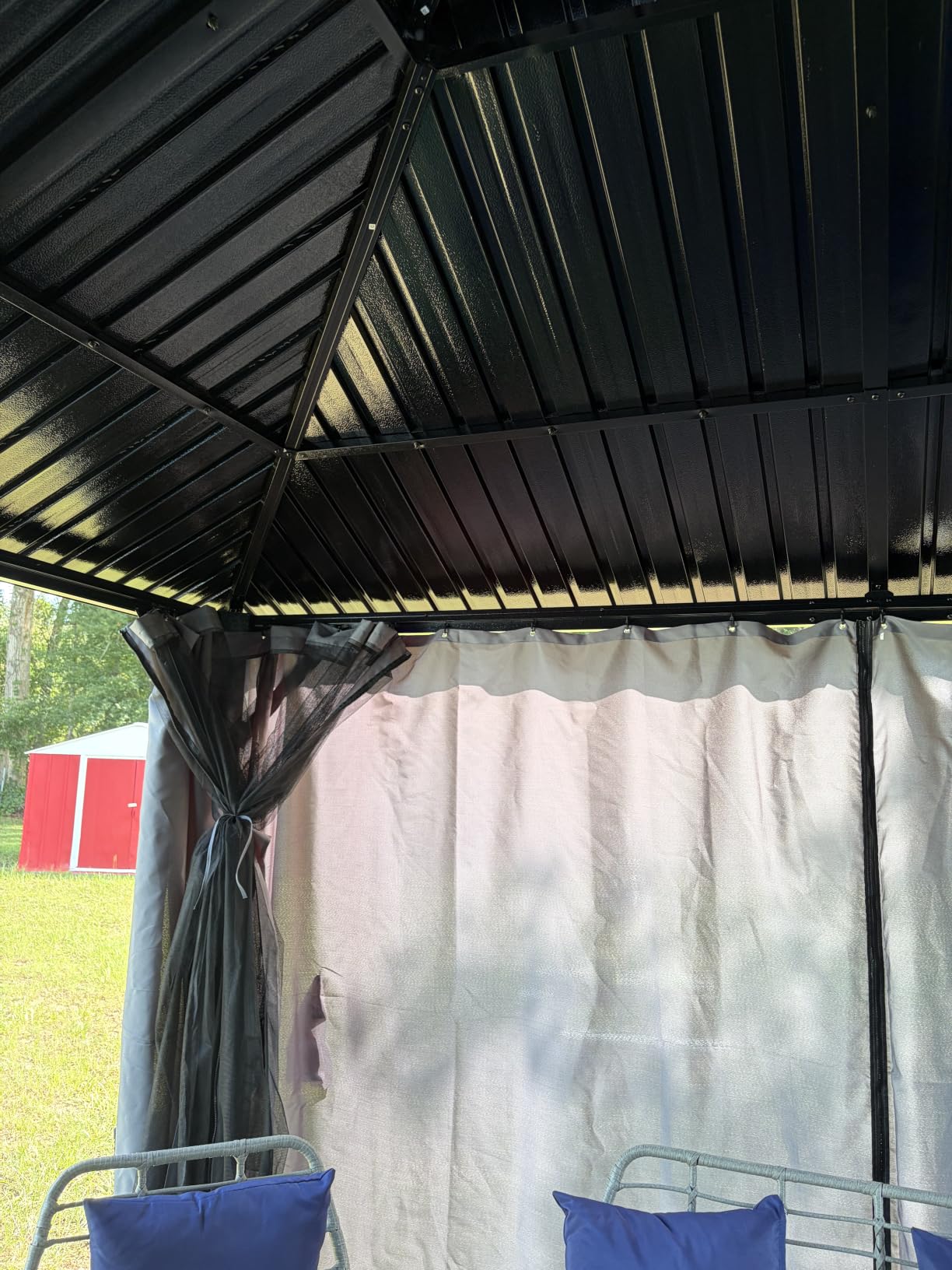 AirWire 10'x12' Hardtop Aluminum Gazebo Dark Gray | Aluminum Frame Pergola with Double Galvanized Steel Roof, Permanent Outdoor Metal Canopy with Curtain & Netting for Patio customer photo 2
