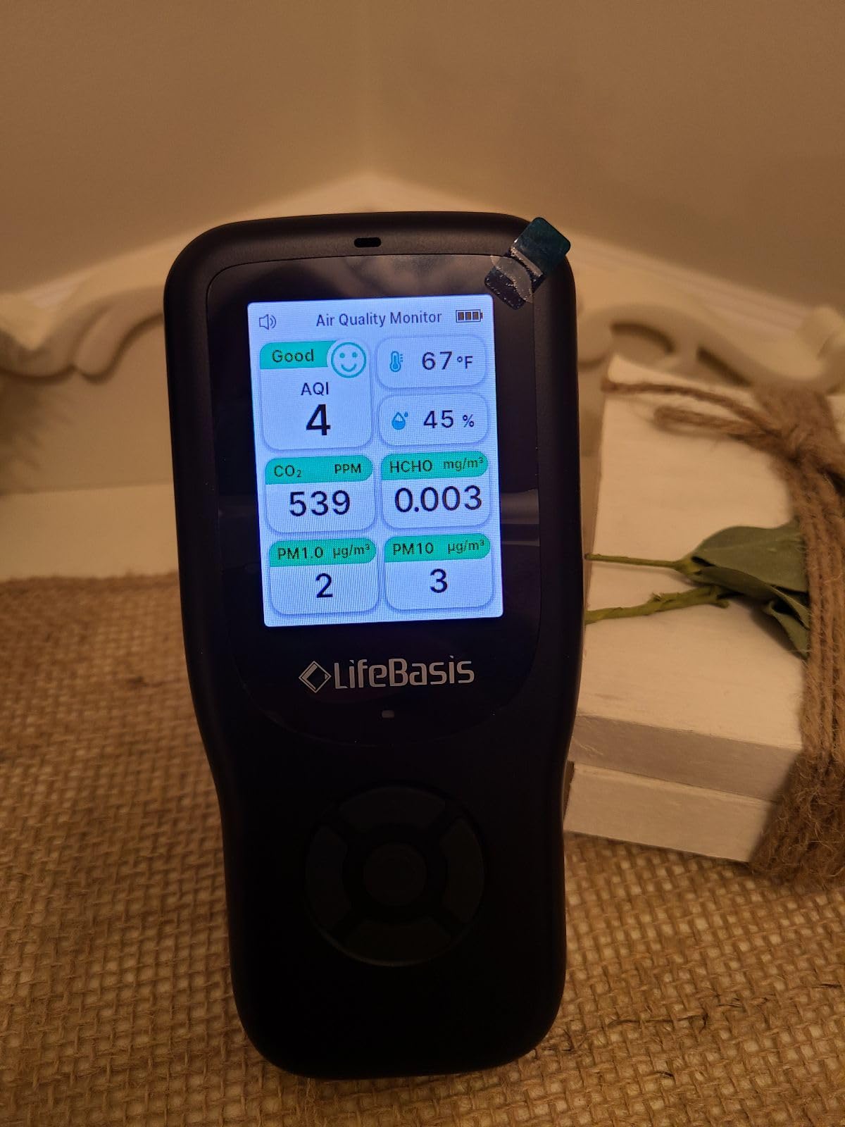 LifeBasis Air Quality Monitor Indoor, 11-in-1 Air Quality Detector | Air Meter Test AQI, PM1.0, PM2.5, PM10, CO2, TVOC, HCHO, Particles, Temperature and Humidity with Alert - Black customer photo 2