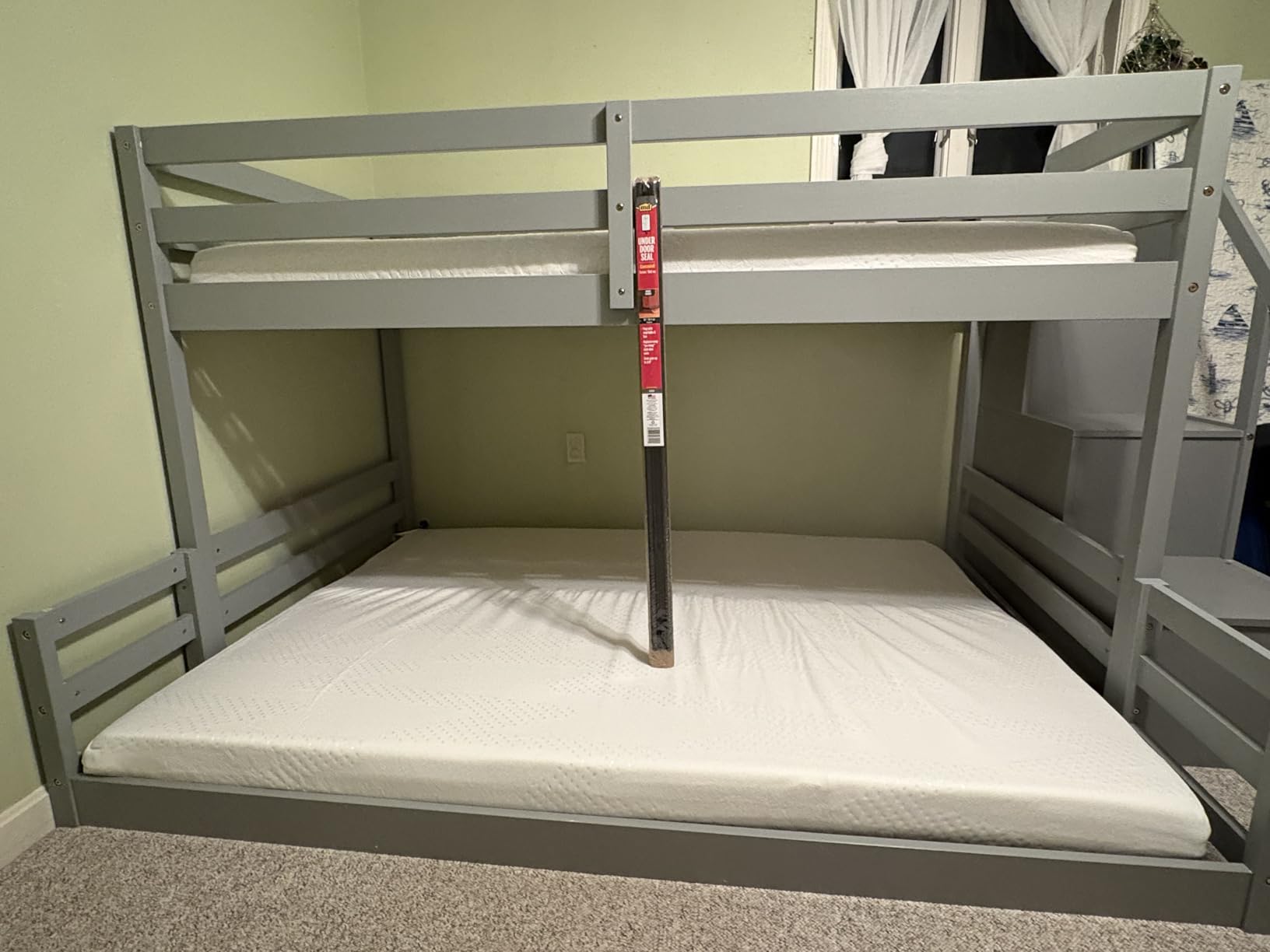 Giantex Twin Over Full Bunk Bed with Stairs, Solid Wood Floor Bunk Bed with Storage Staircase & Full-Length Guardrails, Low Bunk Bed with for Kids, Teens, Adults, Dorm, Small Space, White customer photo 2