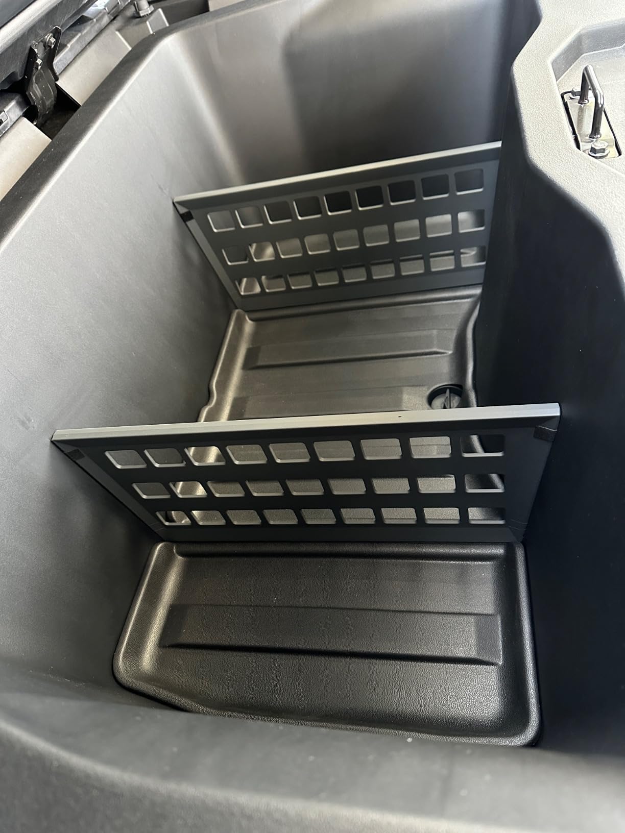 2PCS Gear Locker Dividers for Tesla Cybertruck 2024-2026 Truck Bed Divider Trunk Lower Bed Storage Molle Panel Dividers Cybertruck Accessories PP Material Powder Coated Finish customer photo 2