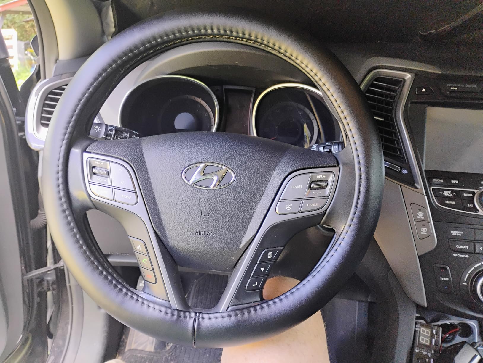 Haokay Heavy Duty Pure Cowhide Steering Wheel Cover, Genuine Leather Steering Cover with 15 Inches Universal Fit customer photo 2