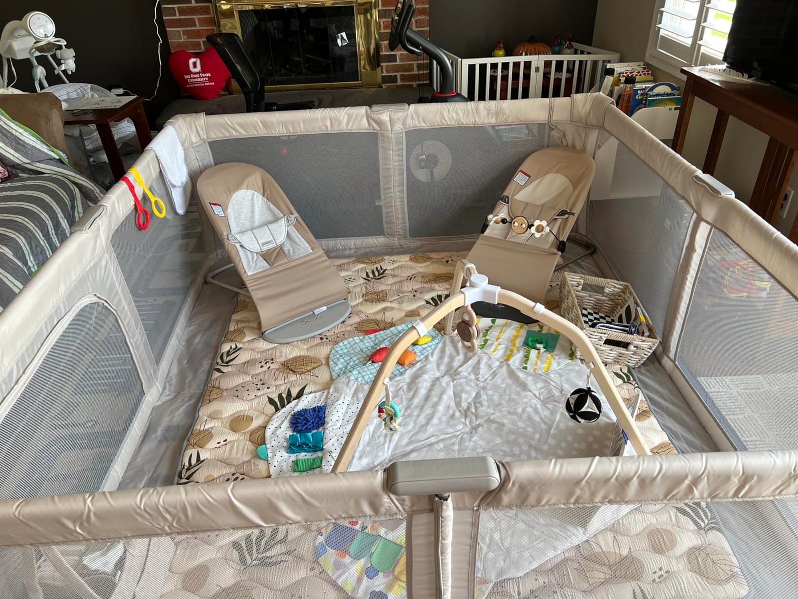 Sweeby Baby Playpen, 59x59 Inch Gate Foldable for Babies and Toddlers, Extra Large with Door Play Yard for Fence Indoor and Outdoor, Light Khaki customer photo 2
