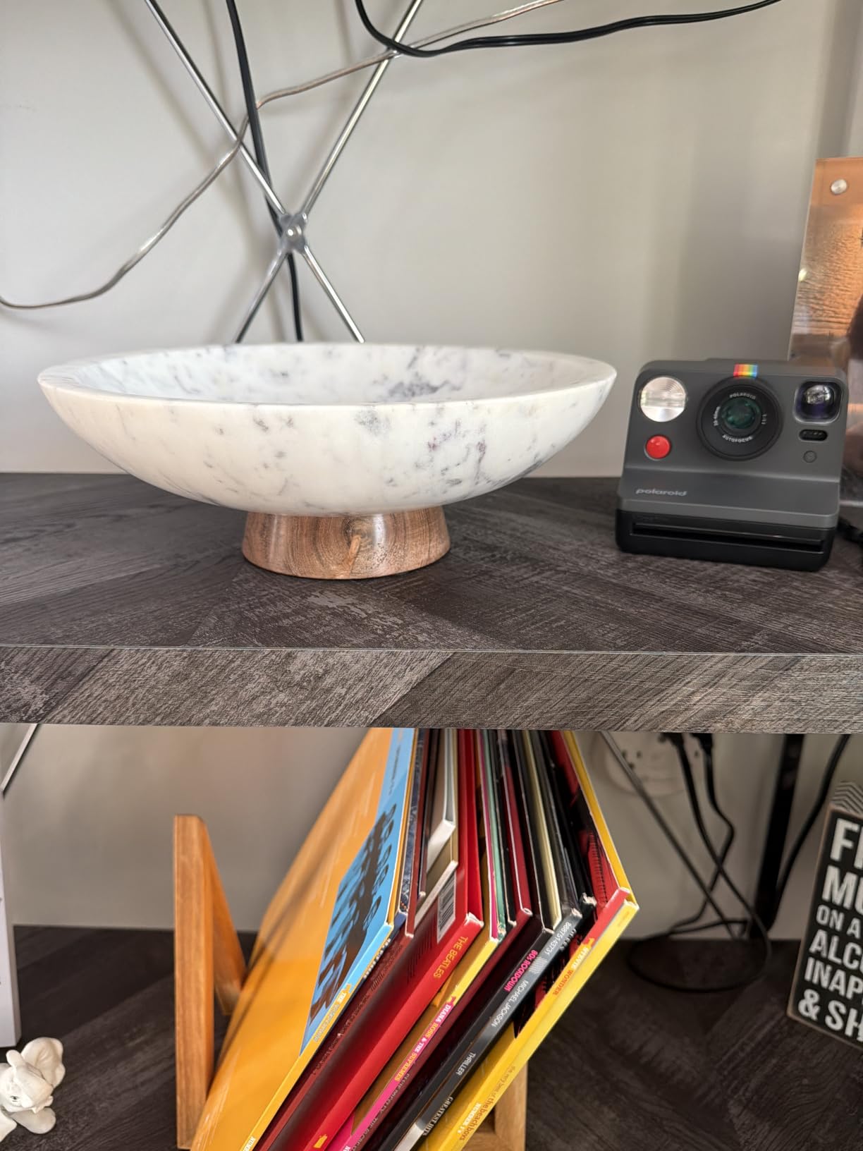 Cork & Mill Marble Decorative Bowl with Acacia Wood Pedestal, 11 Inch | Handcrafted Natural Stone Fruit Bowl for Kitchen, Potpourri, Catch All for Entryway, Dining Table Centerpiece Decor customer photo 1