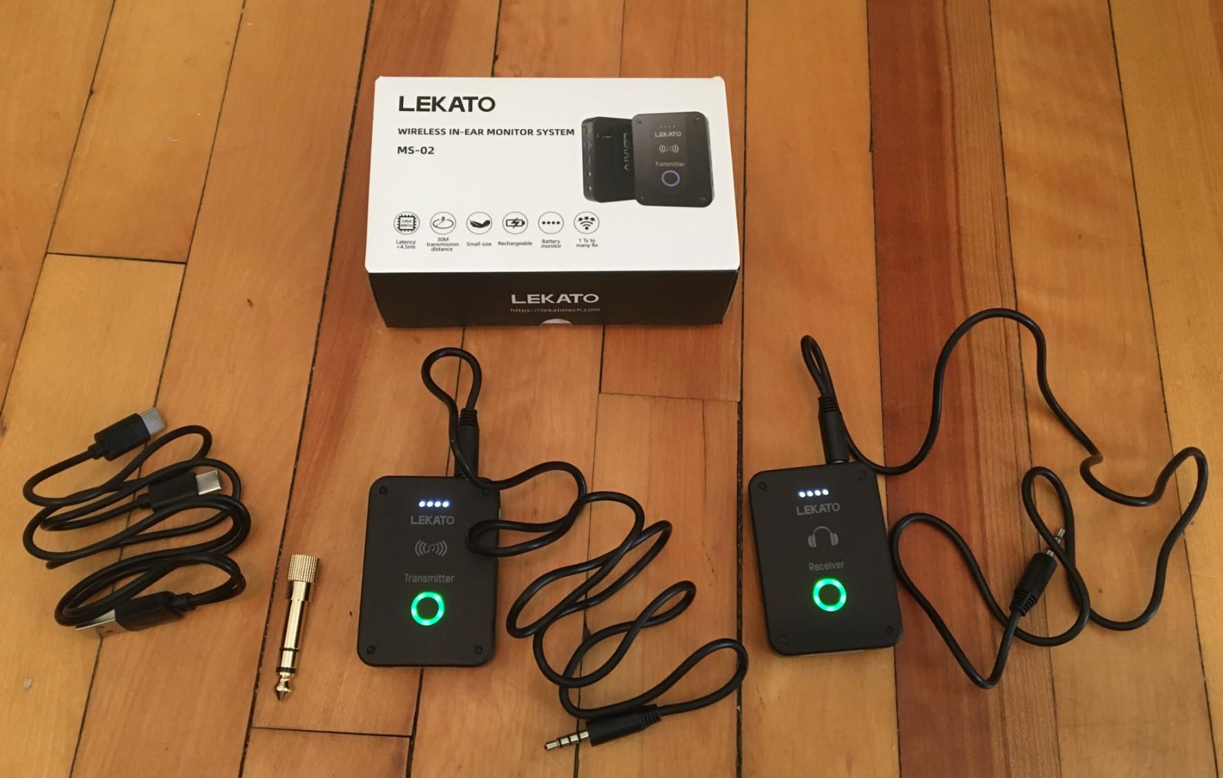 LEKATO Wireless in Ear Monitor System MS-02, Upgraded 2.4G Stereo IEM System Low Latency with Transmitter Beltpack Receiver Auto-Pairing, One to More, in-Ear Monitoring for Church, Band, Singer, Stage customer photo 2