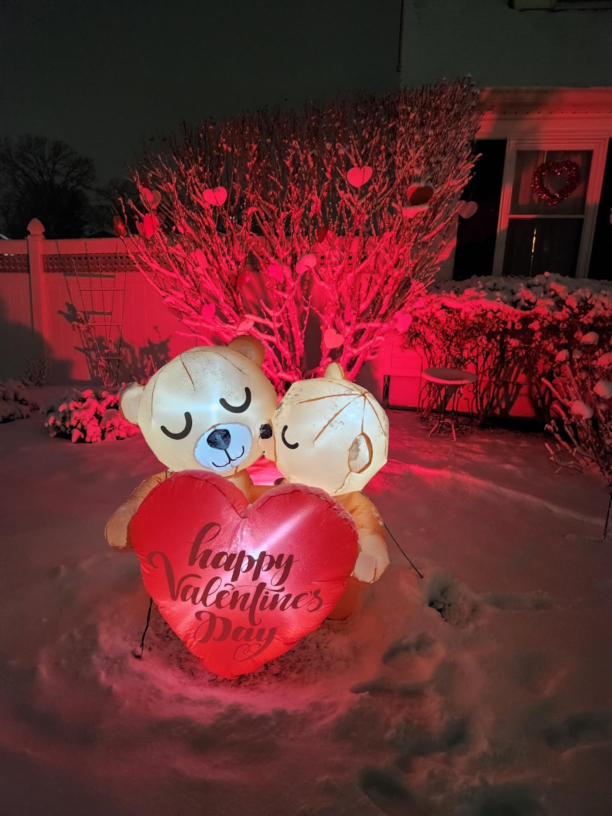 4FT Inflatable Valentines Day Outdoor Decorations Couple Bear with Love Heart LED Valentines Blow up Yard Decoration with LED Light for Party Anniversary Wedding Propose Garden Lawn Decor customer photo 1