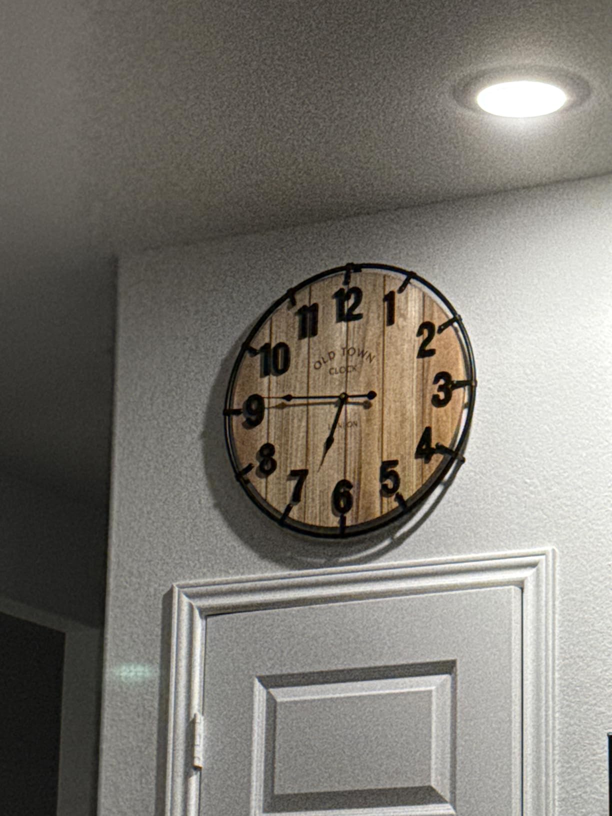 Large Old Town Farmhouse Wall Clock - 24 Inches Rustic Antique Wood with Metal Circle and Large Numerals, Silent Battery Operated Clock for Office, Kitchen, Bedroom, Living Room (Washed White) customer photo 2
