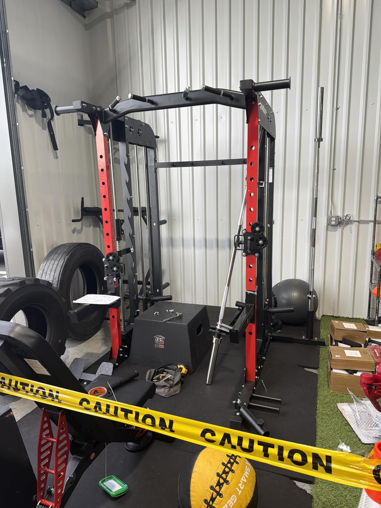 pooboo Power Cage Smith Machine with 2000LB Squat Rack Cable System, LAT Pulldown and Dual Pulley Cable Crossover with All-in-One Home Gym Machine, Adjustable Stations and Training Attachments customer photo 2