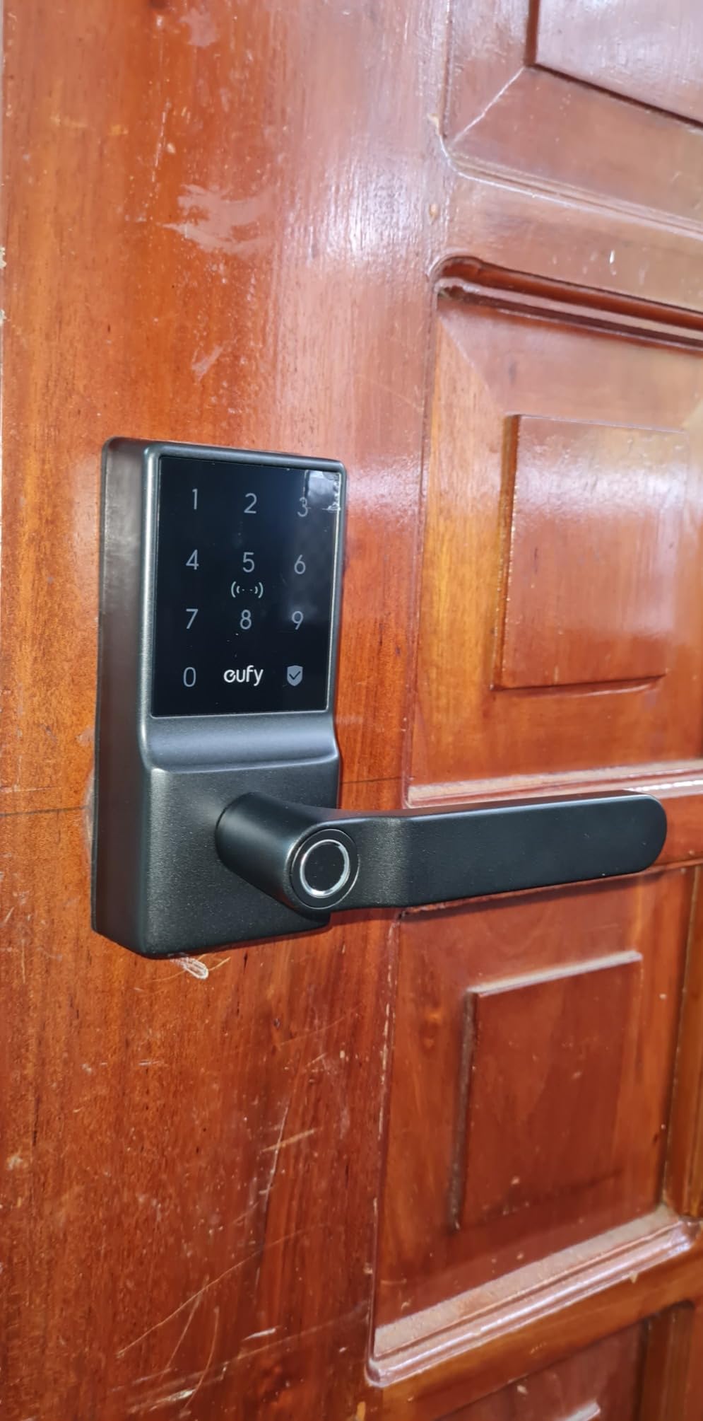 eufy Security Smart Lock C33, Keypad Door Lock with Handle, Built-in Wi-Fi, Fingerprint Door Knob, App Control, Keyless Entry Door Lock for Front Door and Bedroom, Electronic Deadbolt, IP53, Black customer photo 1