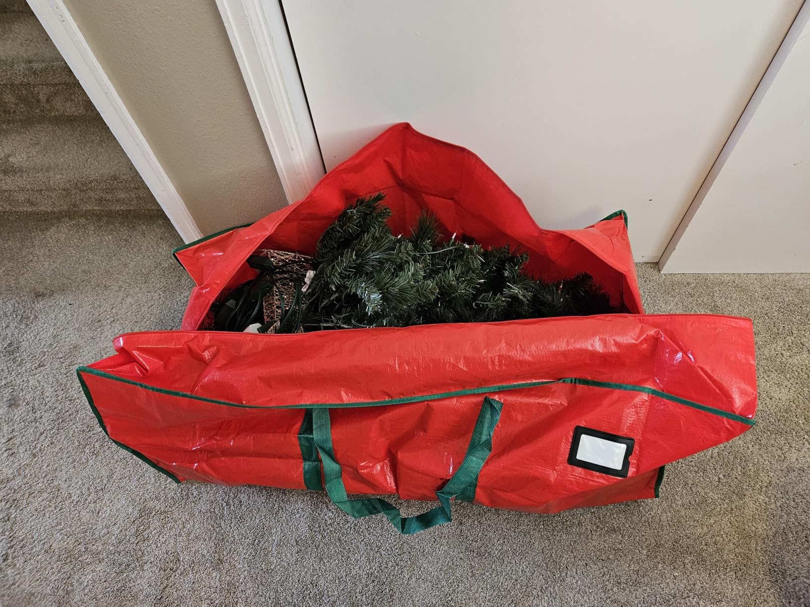 Cosy Family 7.5 ft Christmas Tree Storage Bag - Durable Heavy Duty Extra Large Artificial Xmas Holiday Tree Bag with Reinforced Handles and Dual Zippers Wide Opening - Red customer photo 1