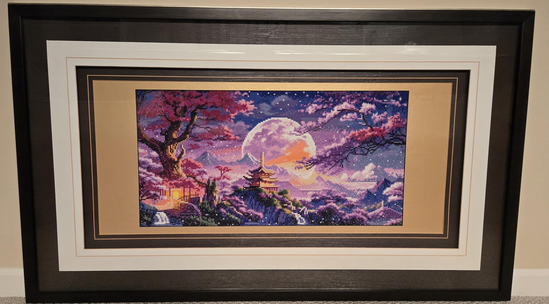 BOHADIY 5D Large Diamond Art Painting, Moon Diamond Painting Kits for Adults, DIY Full Drill Mountain Crystal Rhinestone Arts and Crafts, Tree Gem Art Painting with Diamond Home Wall Decor 27.5 X 15.7inch customer photo 1