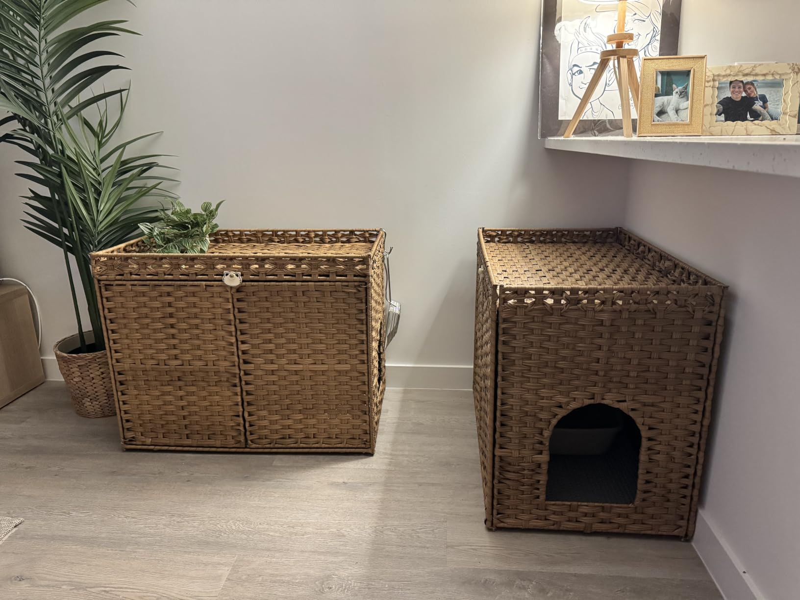 SETVSON Cat Litter Box Enclosure, Extra Large Hidden PE Rattan Natural customer photo 1