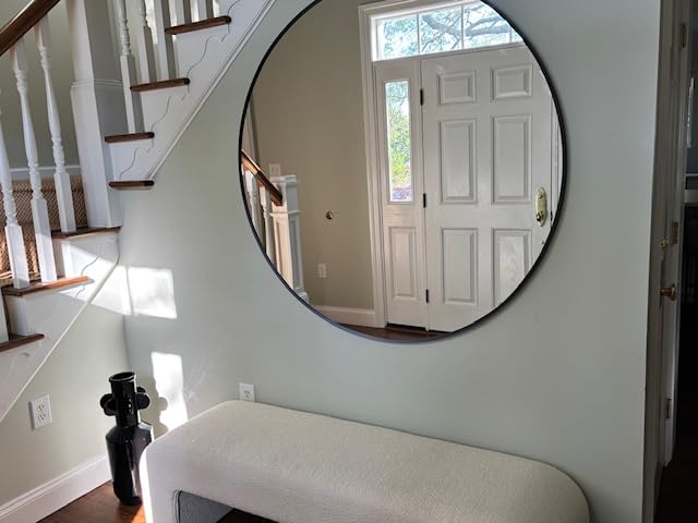 VooBang Large Black Round Bathroom Mirror 48