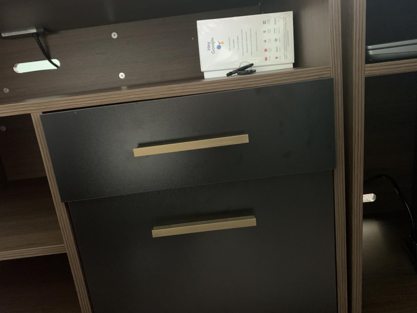 ModernMate Lateral File Cabinet with Lock,Home Office Furniture Storage Cabinet w/2 Drawers for A4 / Letter Documents, Wide Credenza w/Built-in Power Outlet, Fashion TV Stand Organizer Black Walnut customer photo 2