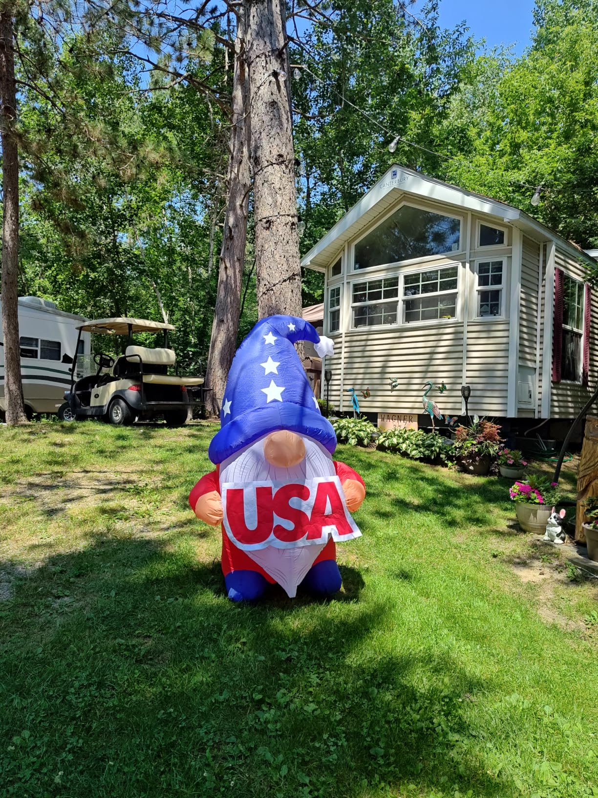 GOOSH 5FT Patriotic Independence Day 4th of July Inflatables USA Gnome Outdoor Decorations Blow Up Yard Decoration with Built-in LED Lights for Holiday Party Garden Lawn Decor customer photo 2