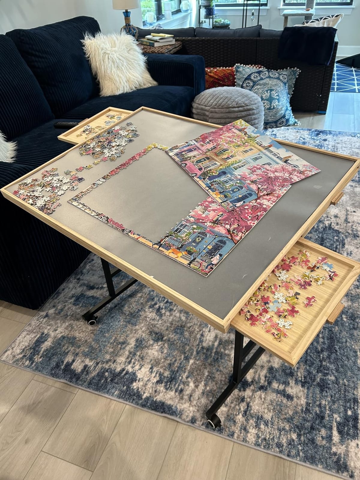 BuilderButler Puzzle Table 2000 Pieces with Wheels, Drawers & Cover, 40.16