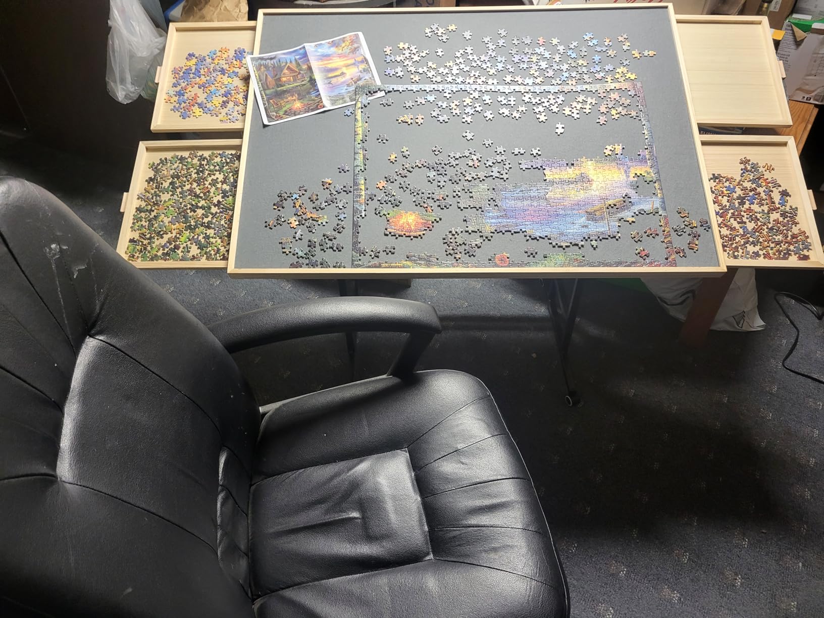 BuilderButler Puzzle Table 2000 Pieces with Wheels, Drawers & Cover, 40.16
