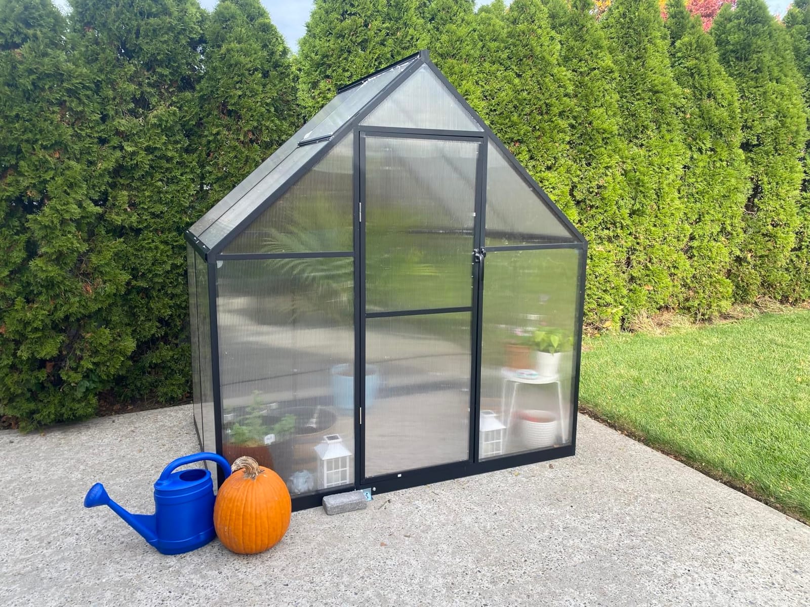 8X10FT Greenhouse with Thermometers, Large Aluminum Greenhouse for Outdoors | Polycarbonate Green House for Outside with Lockable Hinged Door, Easy Assembly Walk-in Greenhouse with Roof Vent for Backyard customer photo 1