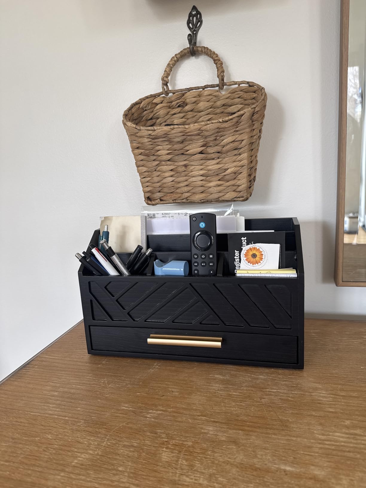 dreampossible Brown Wood Desk Organizer and Accessories with Drawer, Bill Mail Organizer and File Mail Holder for Office Supplies, Modern Desk Accessories & Workspace Organizers for Desk Organization customer photo 1