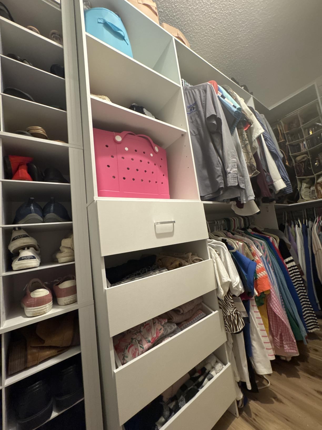 Aheaplus Closet System with 4 Drawers, 8FT Wood Closet Organizer System | 96