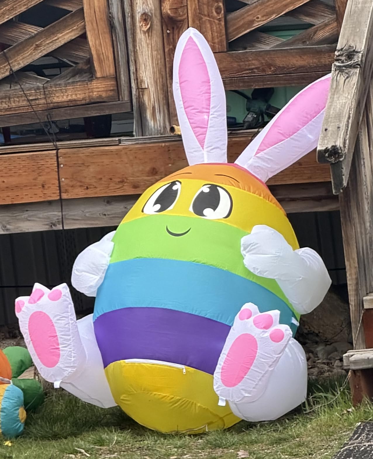 5FT Easter Inflatables Outdoor Decoration Colorful Egg with Bunny Ears, Built in LED Lights Blow Up Yard Decoration for Lawn Garden Holiday Party customer photo 2